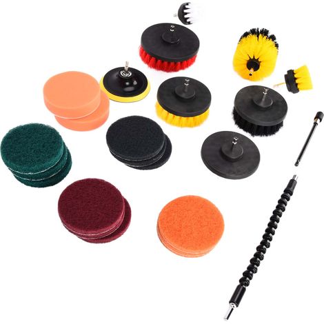 Set mit 24 Reinigungsbürsten für Bohrmaschinen, elektrische Bohrmaschinen, PP-Kunststoff, Badezimmer-Reinigungszubehör (1/5)