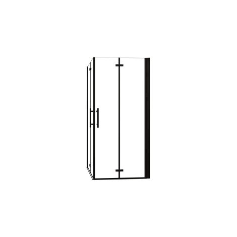 AICA Eckeinstieg 120x110x185cm 6mm ESG NANO Schwarz Falttür eckdusche Pendeltür Scharniertür Duschkabine Duschabtrennung (1/5)