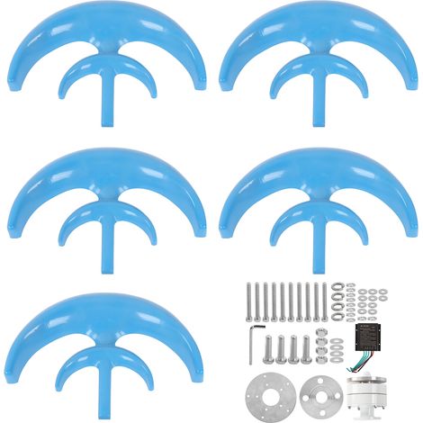Éolienne 400W Double Couche 5 Pales Générateur Électrique Bleu 48V Chargeur Maison Jardin (1/5)