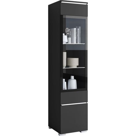 Étagère Mirfivo 109, Graphite, Verre trempé, Stratifié, 132x30x33cm, Le nombre de portes: 0, Nombre de tiroirs: 0, LED: Disponible (1/5)