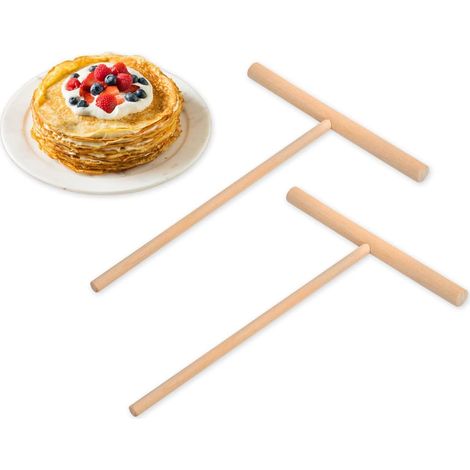 épandeurs de crêpes en bois naturel en forme de T pour crêpes (1/5)