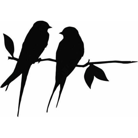 Pair Hirondelles de Grange métal Arbre Art métal Oiseau Jardin Acier Argent Oiseau Yard Art Metal Birds Ornements de Oiseaux Patio Yard Paysage (Black 1)-- (1/4)