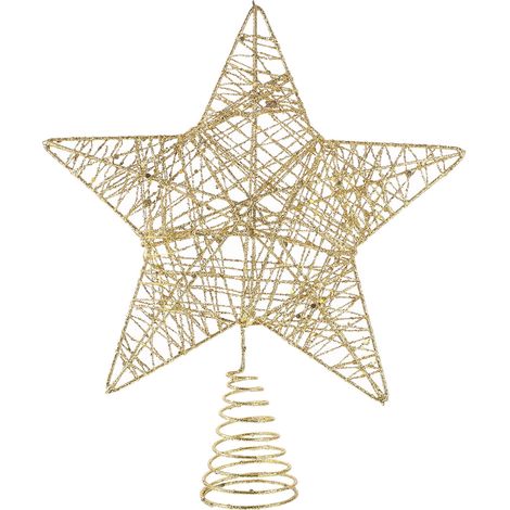 Étoile Pour Sommet D Arbre - En Fer - Or - 19 x 14 x 4 cm - Décoration De Noël Mariage Fête - 1 Pièce (1/5)