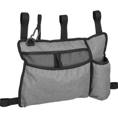 Sacoche de marcheur imperméable pour fauteuil roulant, sac latéral de rangement pour marcheur, pochette organisatrice grise (1/5)