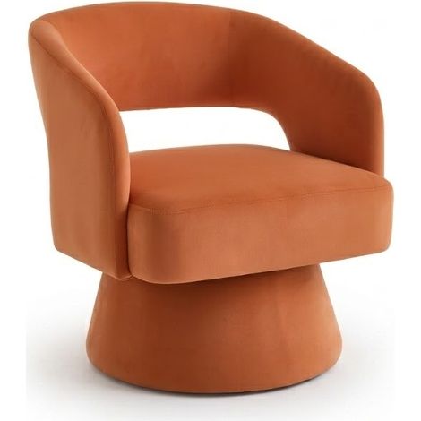 Fauteuil Pivotant En Chenille Avec Accoudoirs Courbés Dossier Ergonomique Pour Salon Chambre Bureau Orange (1/5)
