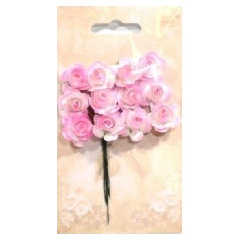 Rosas de papel, 12 unidades, rosa y blanco.