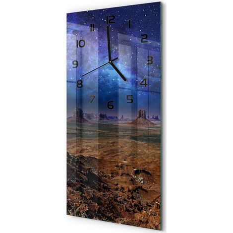 Horloge Murale Rectangulaire Verticale Originale et Élégante en Verre Ciel étoilé 30x60 cm (1/5)