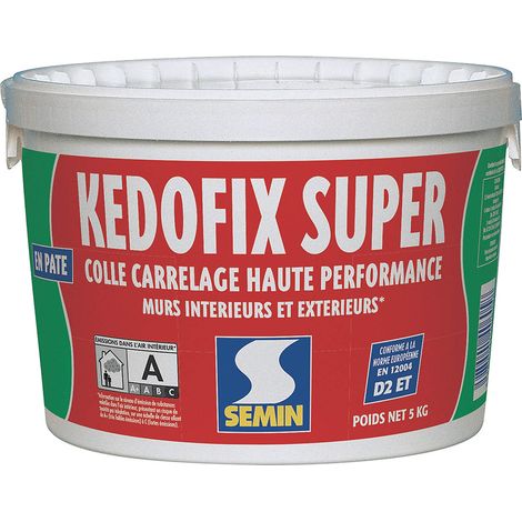 Semin – Colle pour carrelage haute performance – Prête à l'emploi pour locaux humides – Seau de 5 kg – Pose intérieure/extérieure