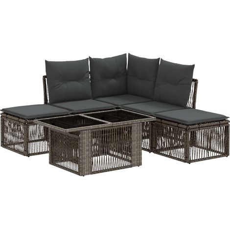 Set Divano da Giardino 6 pz Grigio polyrattan vidaXL (1/5)