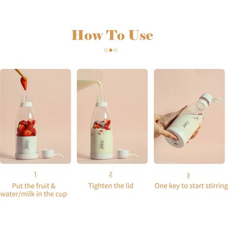 Mixeur Portable 300ml Blanc USB Rechargeable Lames Inox Compact pour Smoothies Bureau Voyage Maison Design Pratique et Silencieux (1/5)