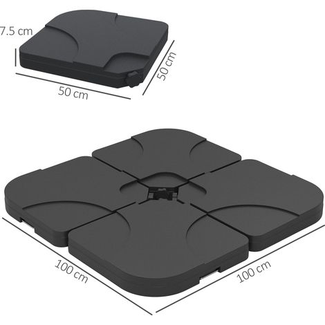 Lot de 4 pieds de parasol en plastique, 50 x 50 x 7,5 cm (1/5)