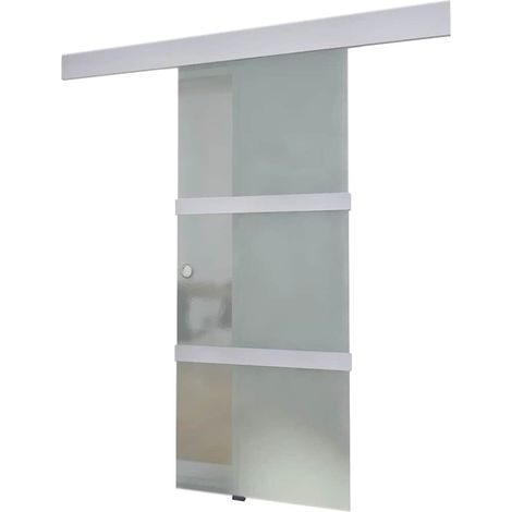 vidaXL Puerta corredera de cristal y aluminio 178 cm plateado (1/2)