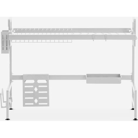 Escurridor de platos vertical de cocina para fregadero color negro y blanco Nalan - Blanco