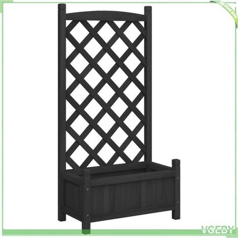 Jardinière avec treillis - FAFEICY - 365487 - Bois massif sapin - Noir - 55 x 29,5 x 110 cm (1/5)