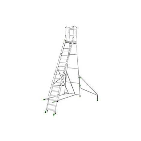 Escalera de aluminio móvil con tarima  plegable  con peldaños
