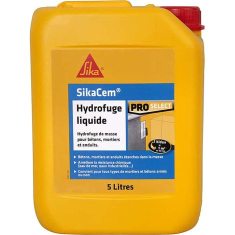 Sika – Hydrofuge de masse liquide 5L – Pour béton et mortier – Liquide sans chlore – Densité 1,02 – Marquage CE EN 934-2