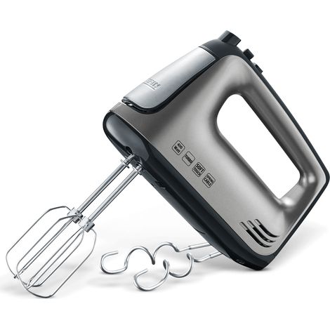 Batteur électrique - SEVERIN - HM3832 - 400 W - 2 fouets + 2 crochets a pétrir - 5 vitesses + turbo - Noir / Inox (1/4)
