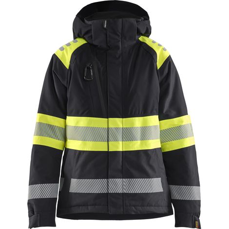 Veste de travail hiver haute visibilité femme classe 1 - Noir/Jaune XS