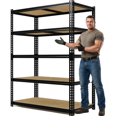 Étagères de garage, robustes, design réglable, 5 couches (1/2)