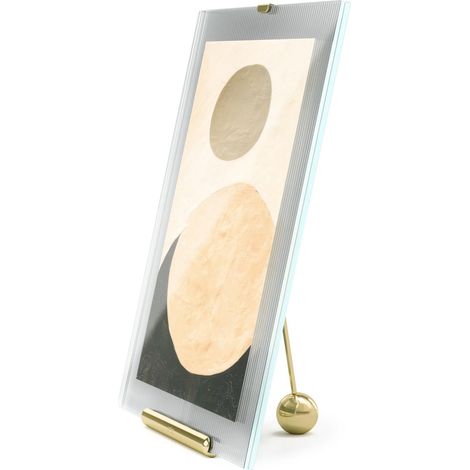 Cadre photo verre strié, pour 20x25 cm, sur pied, Laiton (1/5)