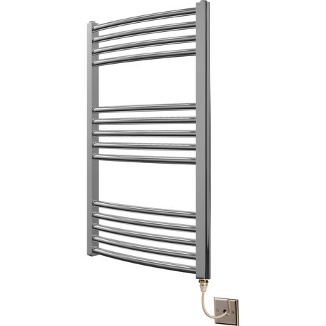 Greened House 500mm wide x 800mm high Chrome Curved Electric Heated Towel Rail Designer Towel radiator (1/3)