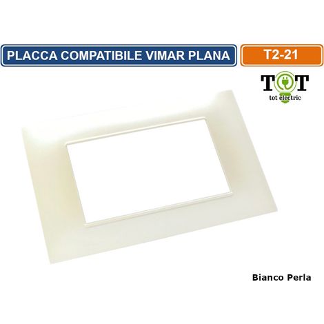 PLACCA IN TECNOPOLIMERO BIANCO PERLA COMPATIBILE CON SERIE VIMAR PLANA 2 - 3 - 4 - 7 MODULI - Numero Moduli: 4 Moduli