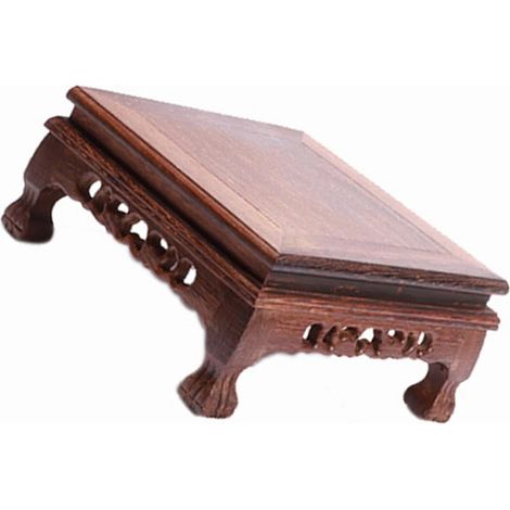 Quadratischer Holzsockel mit Chinesischen Holzschnitzereien Massives Rotes Holz 15X15X8cm (1/5)