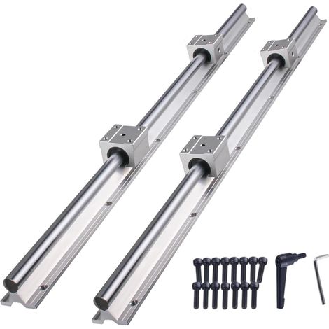 SBR12 - rails de guidage linéaires - 1000 mm - 12 mm - Roulement linéaire - arbre et blocs de roulement SBR12UU - Pour imprimante 3D et machine CNC (1/5)