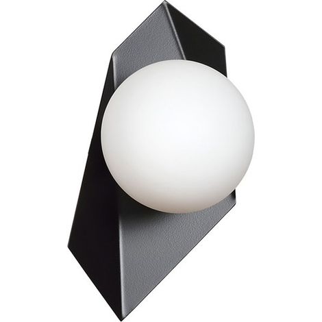 Lampada a Parete Drifton, Acciaio verniciato a polvere, Vetro, Nero, Bianco, 20x30x16 cm