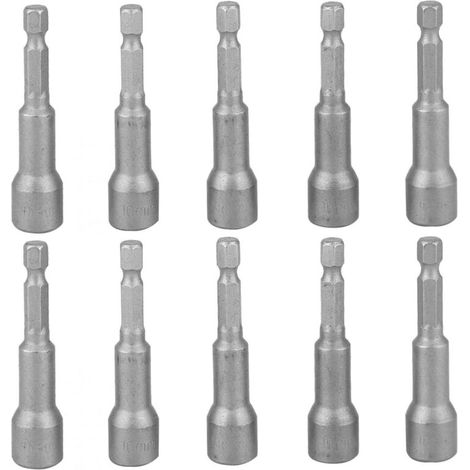 Tourne-écrou magnétique, 10pcs 10mm tournevis magnétique pour écrou à tige hexagonale, foret en acier au Chrome Vanadium Lefou (1/5)