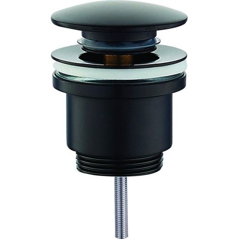 Vidage rond clic-clac 1"1/4 G noir mat – PCUNR – Laiton époxy – Système de fermeture à déclic – Pour éviers et bidets – Piralla Rubinetteria (1/5)