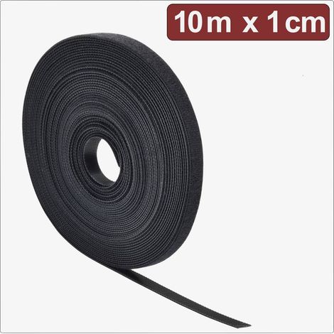 Quadrios 24CA307 Nastro a strappo per raggruppare Lato morbido e lato rigido (L x L) 10 m x 1 cm Nero 10 m