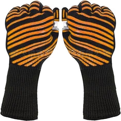 Gants de four à micro-ondes résistants à la chaleur, en silicone ignifuge haute température (orange), pour griller. (1/5)