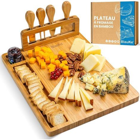 Ciel-1 Plateau à Fromages, Bambou, 4 Couteaux, Surface Lisse, Apéritif, 3-4 Personnes (1/5)
