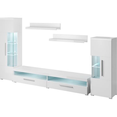 Conjunto de salón Torvire 107, Blanco + Blanco brillante (1/3)