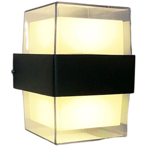 Lampe frontale de miroir de salle de bain carrée LED, noir des deux côtés, lumière blanche chaude, 12W (1/5)