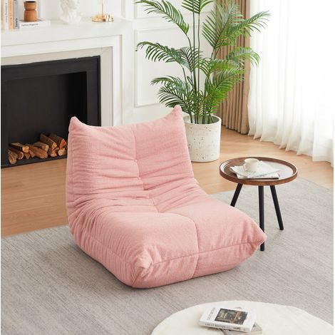 Bodensessel aus Chenille, Schaumstoffpolsterung, rosa, ohne Montage, OKMYHOME (1/5)