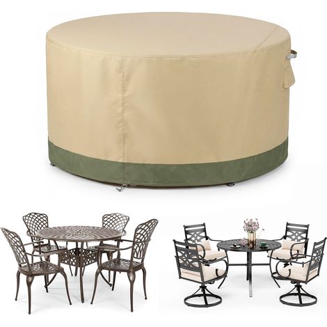 Aoodor Heavy Duty Outdoor Furniture Set Cover (Round Table & Chairs)-157.48 cm × 81.28H