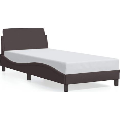Lit Adulte Lit Contemporain Cadre de lit - marron foncé 90x190 cm tissu fr27149 (1/5)