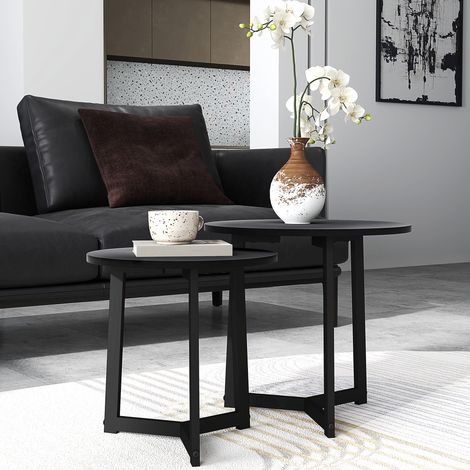 tavolo soggiorno 48x45 set rotondo impilabile duo nero OKMYHOME (1/5)