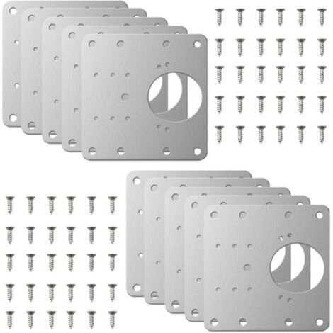 Lot de 10 plaques de réparation de charnière, kit de réparation de charnière pour armoires de cuisine, kit de plaque de montage de charnière de porte en acier inoxydable (1/5)