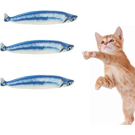Lot de 3 jouets pour chats Saury Fish, jouets à mâcher à l'herbe à chat pour chats d'intérieur (1/5)