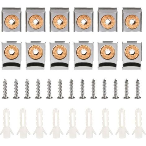 Spiegelbefestigungen, 16-teilige Wandspiegelhalterung mit Edelstahlklammern, Spiegelklammern 32 x 24 mm zur Spiegelbefestigung, Spiegelhalterungen mit Bolzen und Schrauben für Badezimmer, Garderobe (1/4)