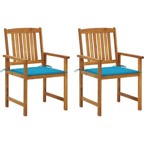 Lot de 2 Chaises de jardin avec coussins Fauteuils de Jardin Bois d'acacia massif 25935 (1/5)