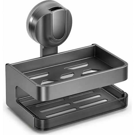 Portasapone da parete con ventosa con scolapiatti bagno grigio (1/5)