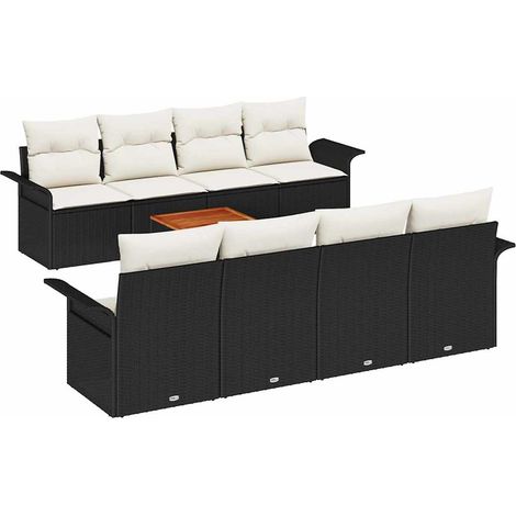 Garden Sofa Set Manual 7 pcs Black and Cream 55 x 55 x 37 cm vidaXL