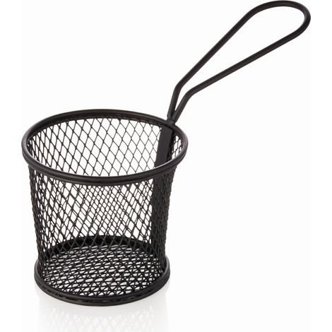 Panier de service et friture rond anse latérale Ø 9,5 cm H 8,5 cm noir - Was Germany