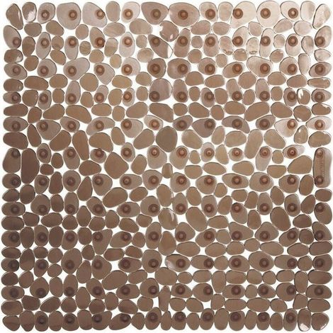 Alfombrilla de ducha antideslizante, cuadrada, 54 x 54 cm (marrón), antideslizante y antimoho, para niños, lavable a máquina con ventosa. (1/4)