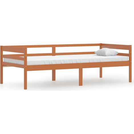 Lit banquette Marron miel Bois de pin massif 90x200 (1/5)
