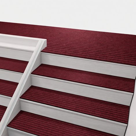 Tapis d'escalier rayé bordeaux 20x76 cm antidérapant TPR (1/5)